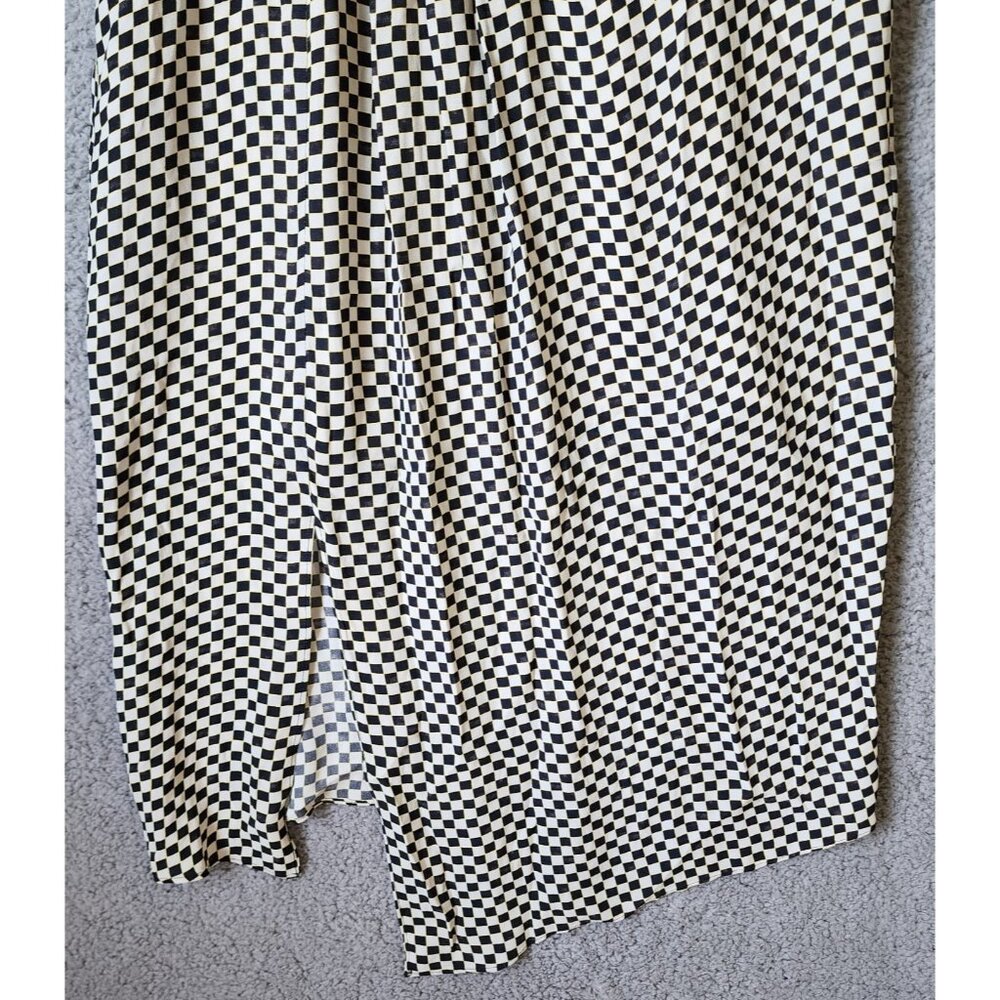 Reiss‎ Women's Sz 10 Dahlia Check Long Sleeve Dress Asymmetrical Hem Black/White - Picture 6 of 16